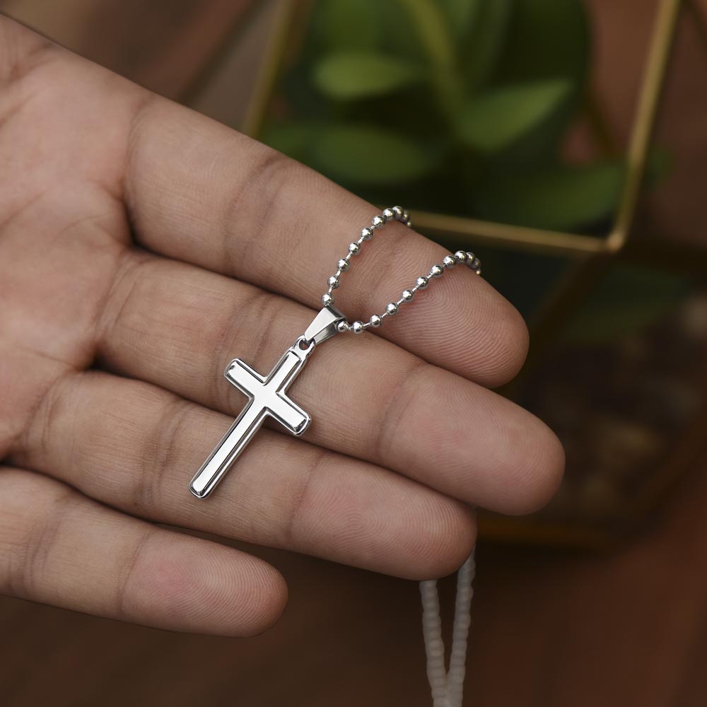 Personalized Cross Necklace, 50th Birthday Gift for Men, brother, uncle, friend