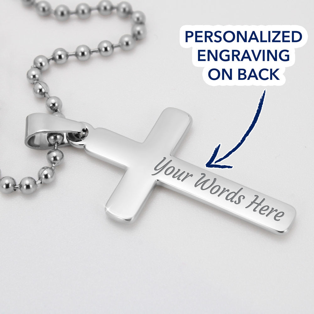 Personalized Cross Necklace, 50th Birthday Gift for Men, brother, uncle, friend