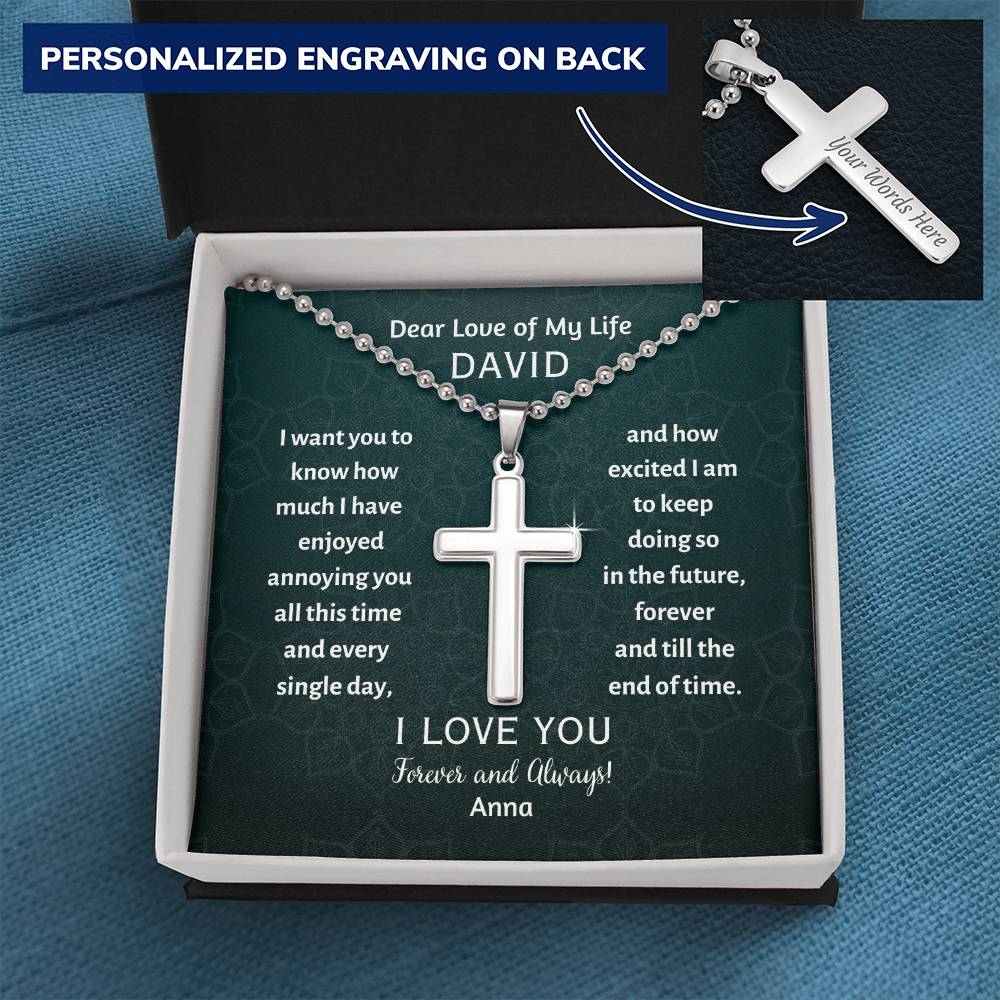 Personalized Cross Necklace, gift for boyfriend on his birthday, valentines day, thanksgiving, Christmas