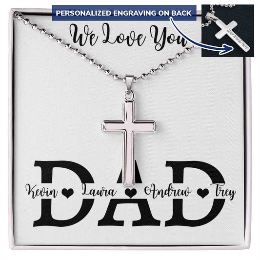 Personalized Cross Necklace, gift for dad, father on Father's Day, Thanksgiving, Christmas, Birthday