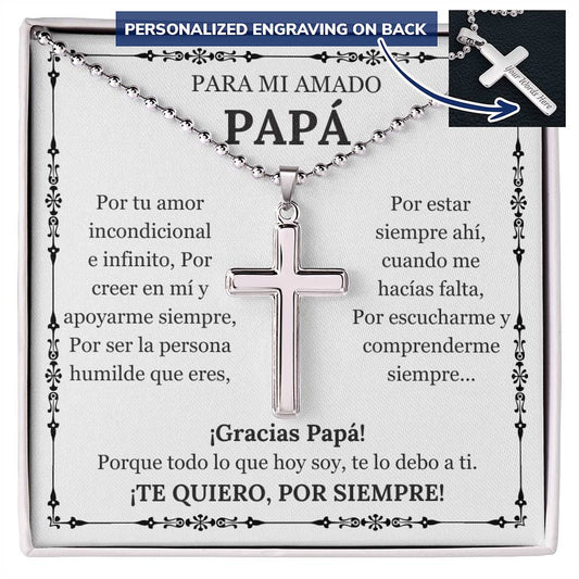 Collar Personalized Cross Necklace, Regalo para papá, padre en El Dia Del Padre, su cumpleaños, navidad