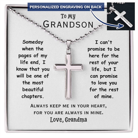 Personalized Cross Necklace, gift for grandson on his birthday, thanksgiving, Christmas