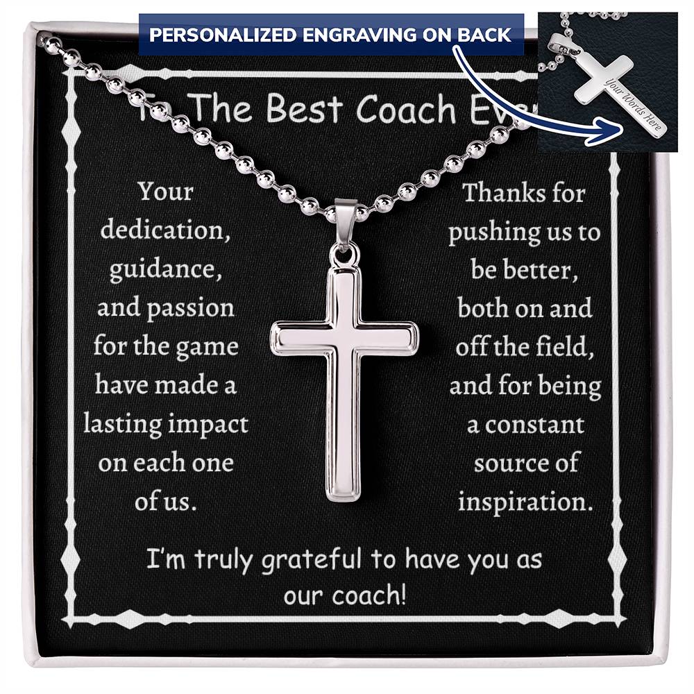 Personalized Cross Necklace, gift for best coach