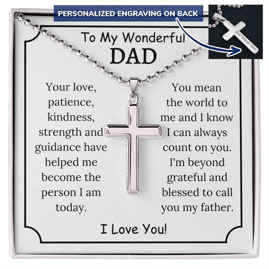 Personalized Cross Necklace, gift for Dad for Christmas,birthday, Father's Day