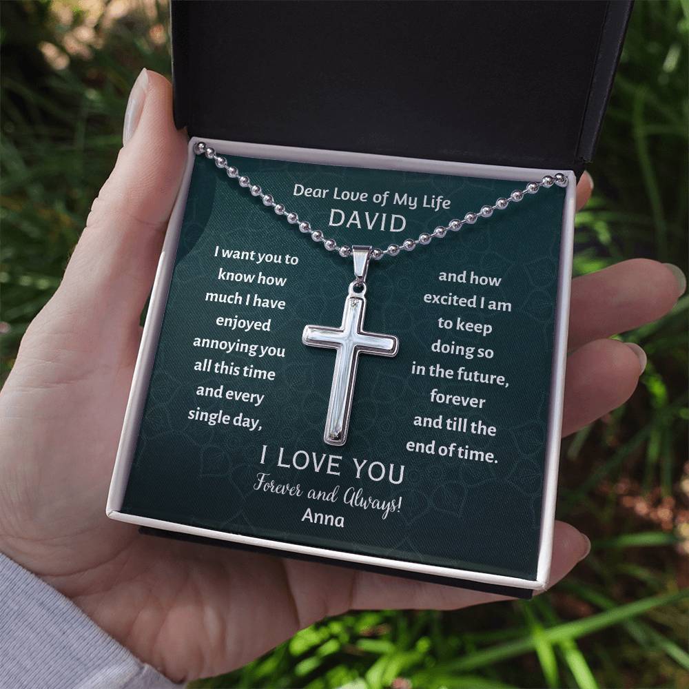 Personalized Cross Necklace, gift for boyfriend on his birthday, valentines day, thanksgiving, Christmas