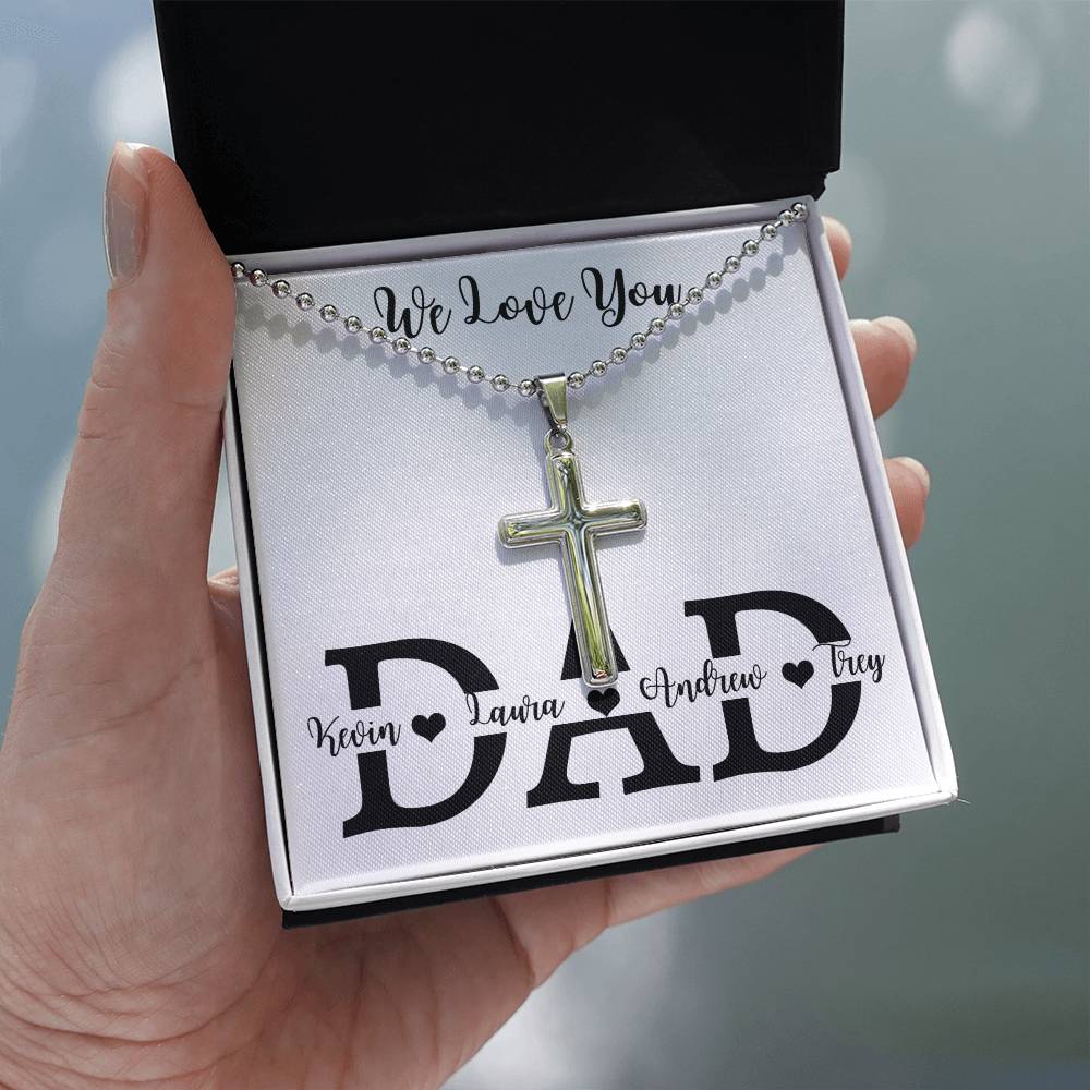 Personalized Cross Necklace, gift for dad, father on Father's Day, Thanksgiving, Christmas, Birthday