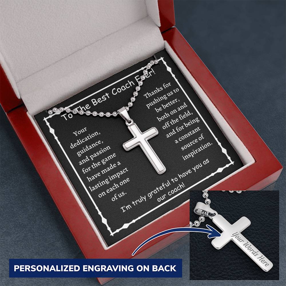 Personalized Cross Necklace, gift for best coach