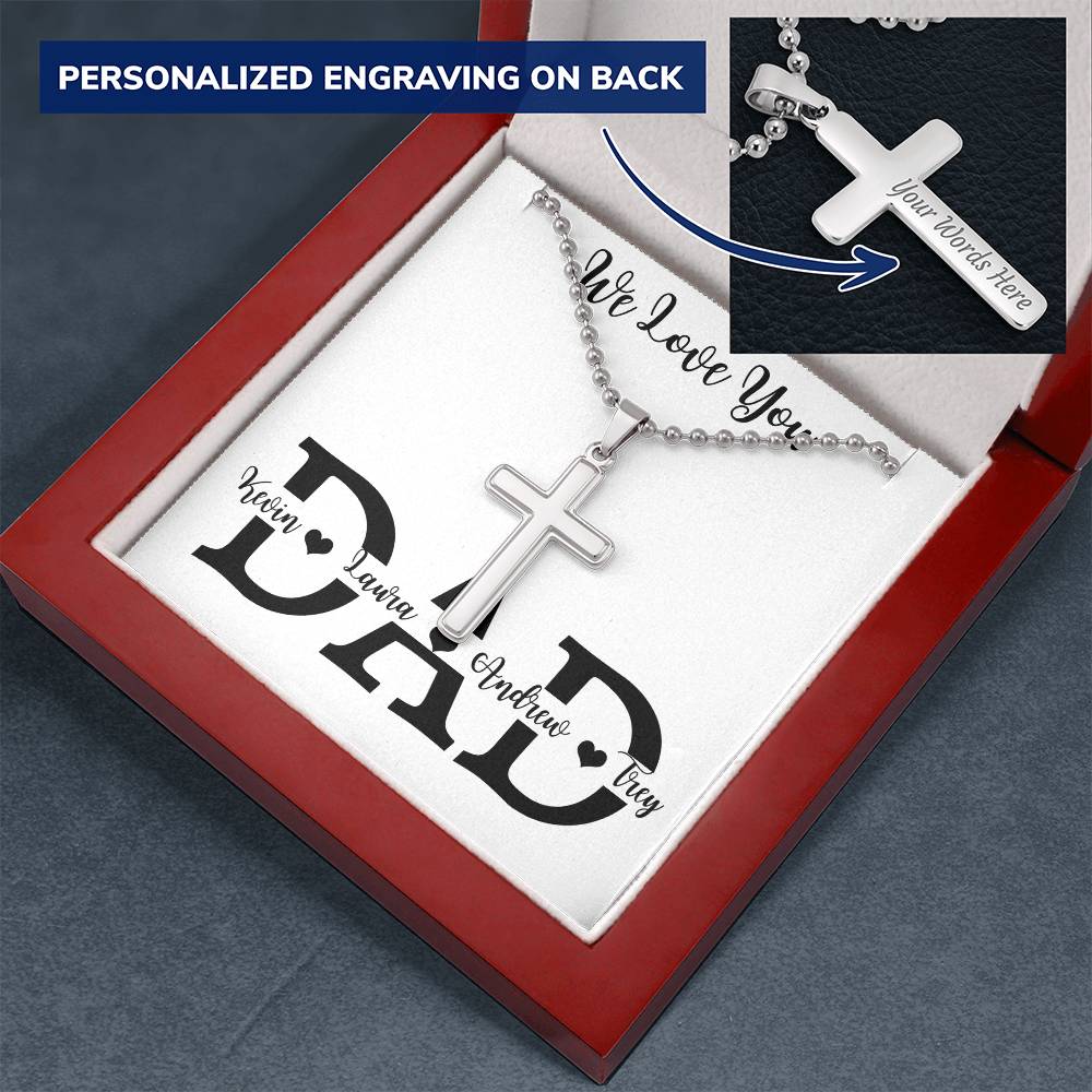 Personalized Cross Necklace, gift for dad, father on Father's Day, Thanksgiving, Christmas, Birthday