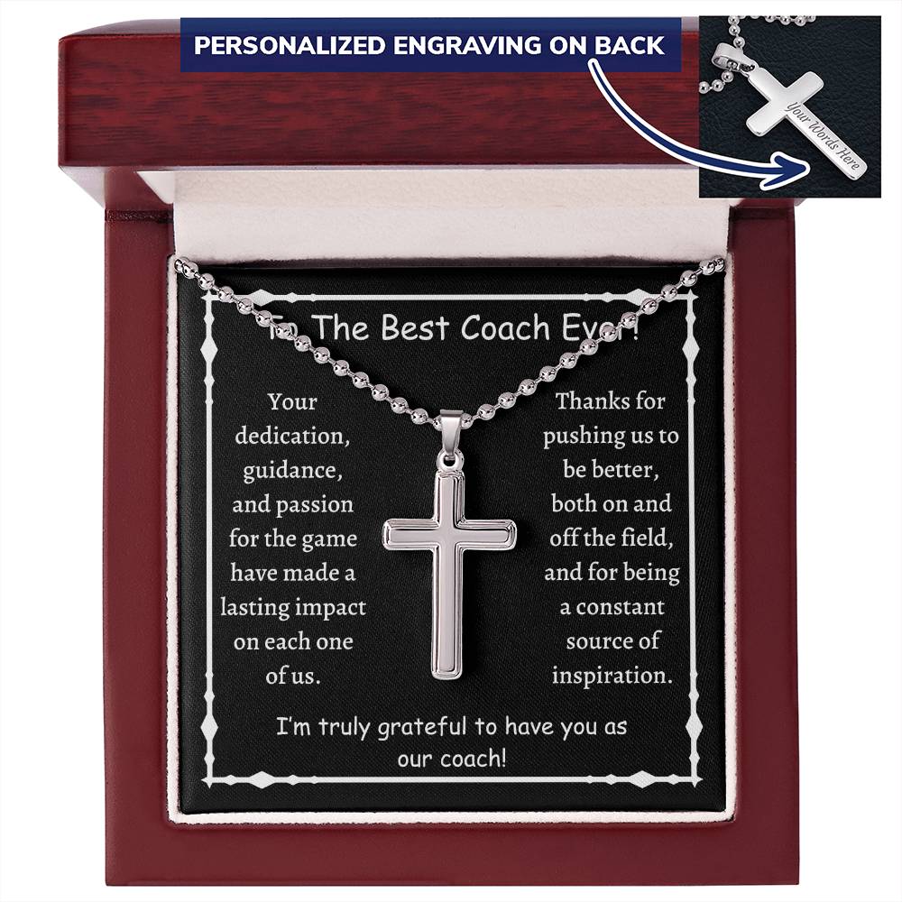 Personalized Cross Necklace, gift for best coach