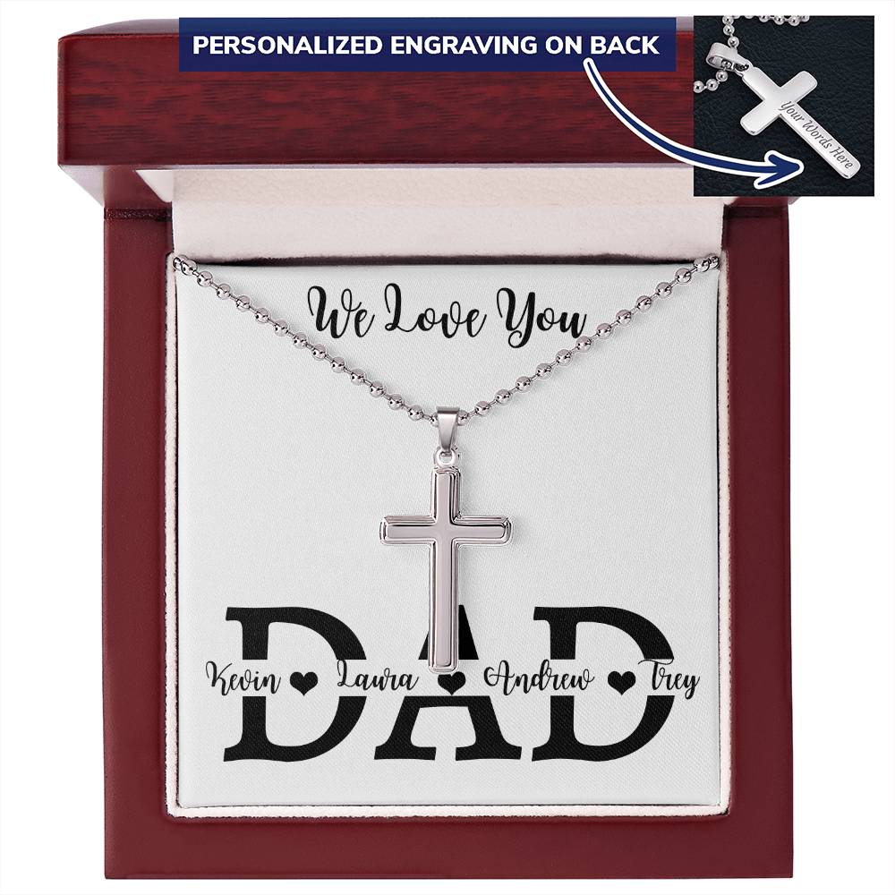 Personalized Cross Necklace, gift for dad, father on Father's Day, Thanksgiving, Christmas, Birthday