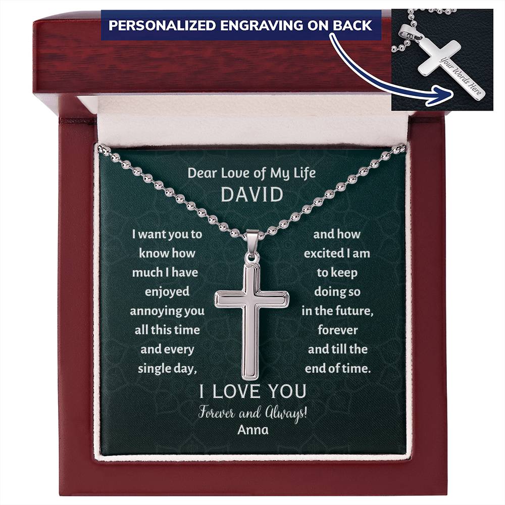 Personalized Cross Necklace, gift for boyfriend on his birthday, valentines day, thanksgiving, Christmas