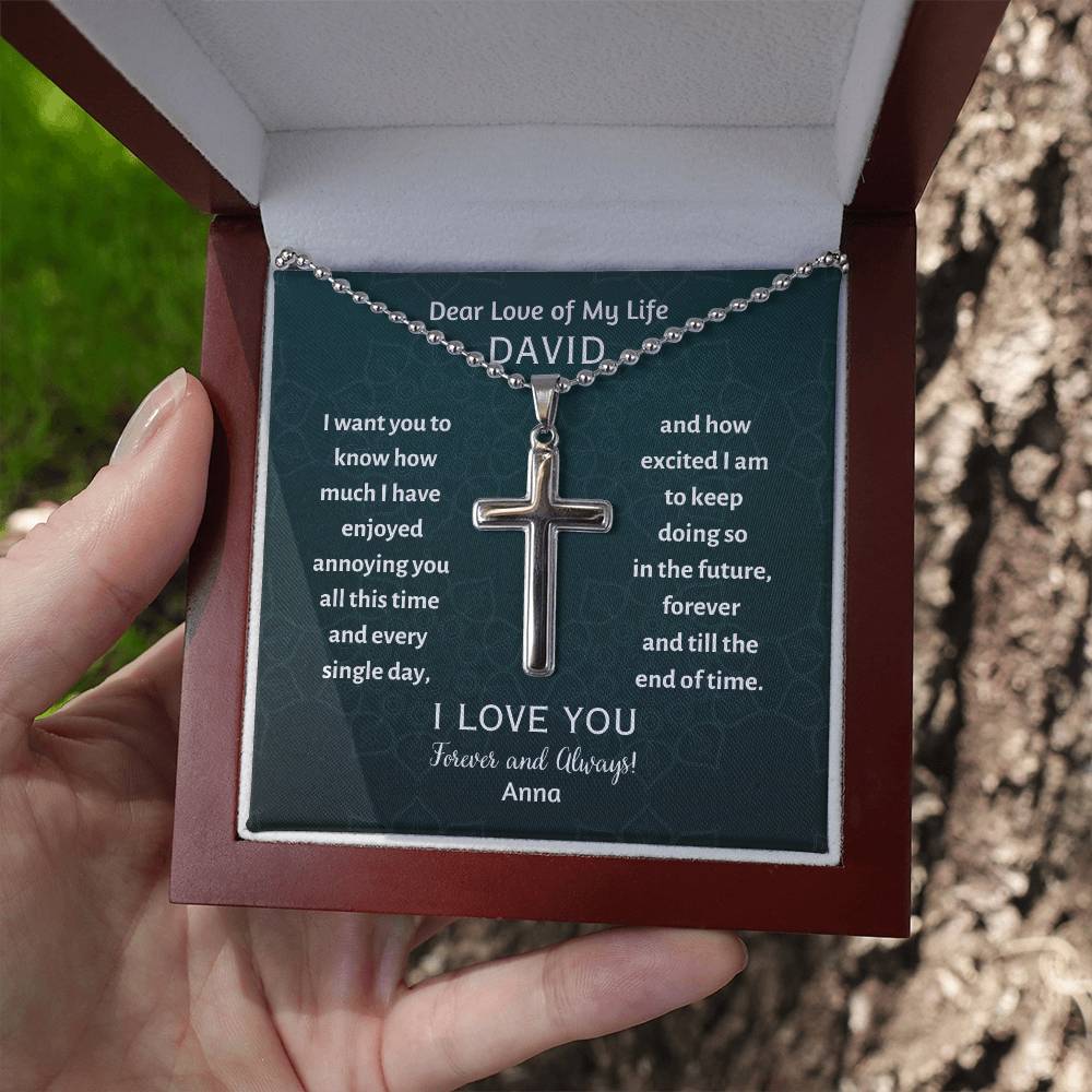 Personalized Cross Necklace, gift for boyfriend on his birthday, valentines day, thanksgiving, Christmas