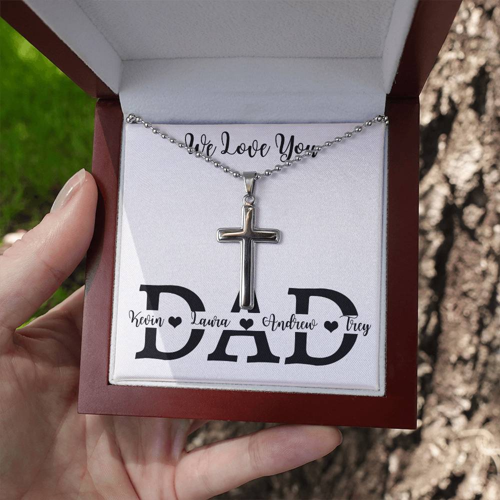 Personalized Cross Necklace, gift for dad, father on Father's Day, Thanksgiving, Christmas, Birthday