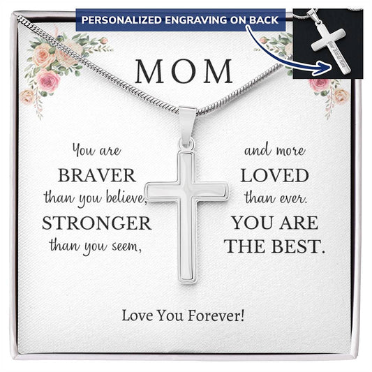 Personalized Cross Necklace, gift for Mom on Mother's Day, her birthday