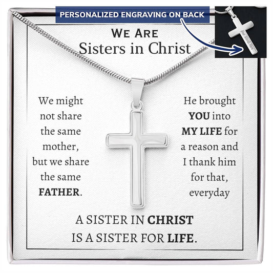 Personalized Cross Necklace, gift for Sisters in Christ