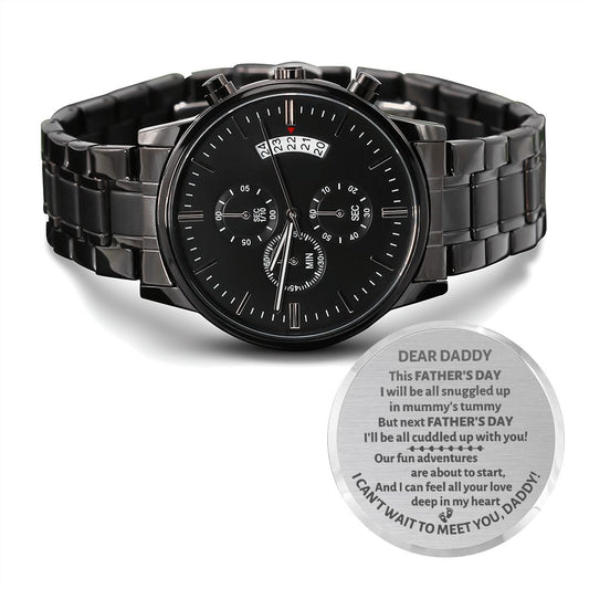 Black Chronograph Watch, gift for Daddy-to-be, new dad for Father's Day from mummy