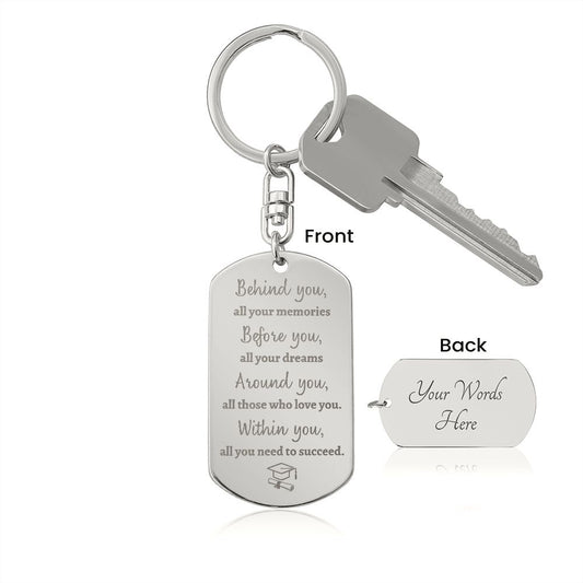 Engraved Dogtag keychain, Graduation gift for girl, boy, daughter, son