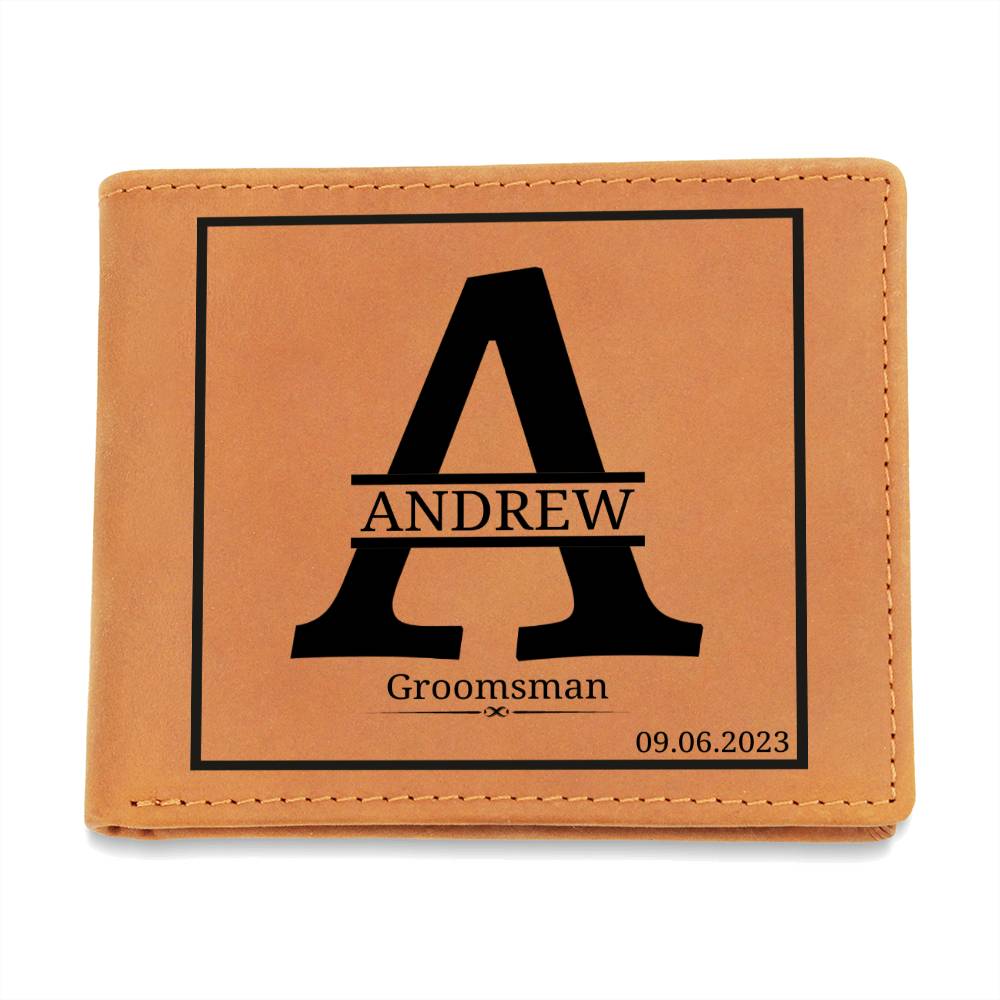 Graphic Leather Wallet, personalized gift for groomsman on wedding