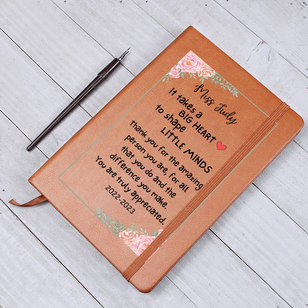 Personalized Graphic Leather Journal, gift for teacher, end of year