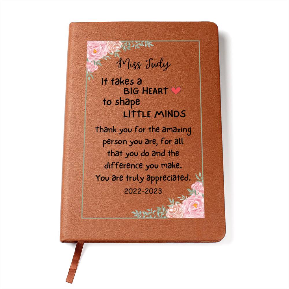 Personalized Graphic Leather Journal, gift for teacher, end of year