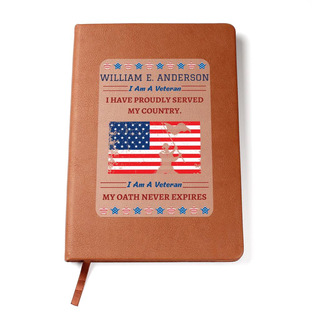 Graphic Leather Journal, personalized gift for Veteran on Veteran's Day