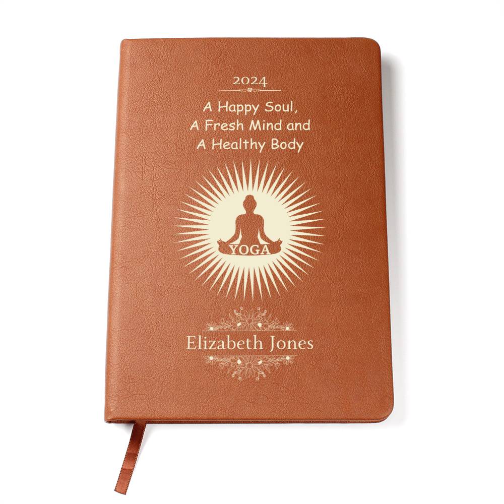 Graphic Leather Journal, gift for Yoga Lover, Yoga Teacher, International Yoga Day, Meditation expert