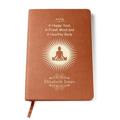 Graphic Leather Journal, gift for Yoga Lover, Yoga Teacher, International Yoga Day, Meditation expert