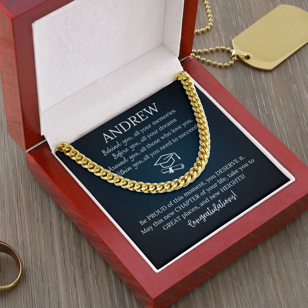 Cuban Link Chain, Graduation gift for son, grandson, boy, him, class of 2023