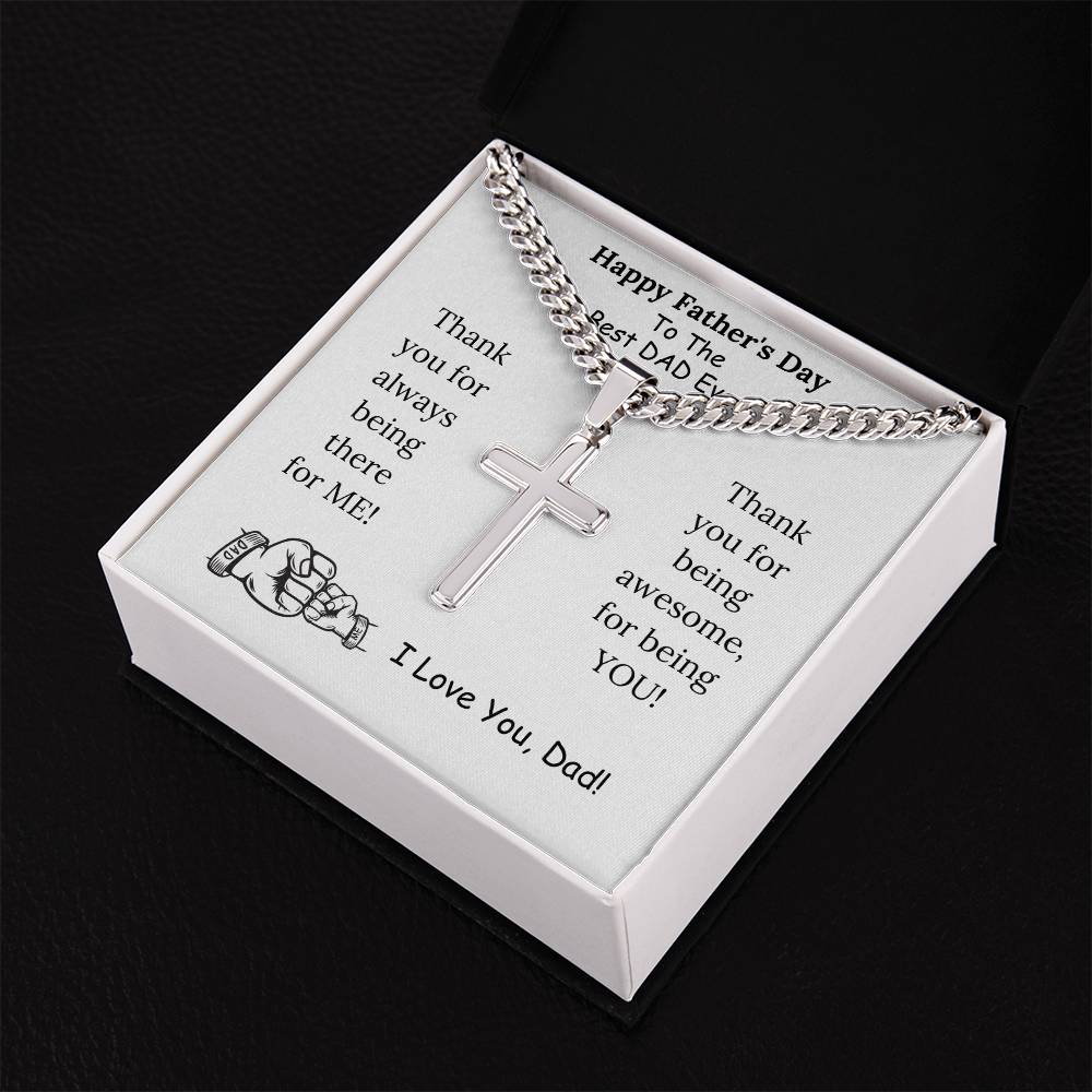 Chain with Personalized Cross Necklace, gift for Dad on Father's day