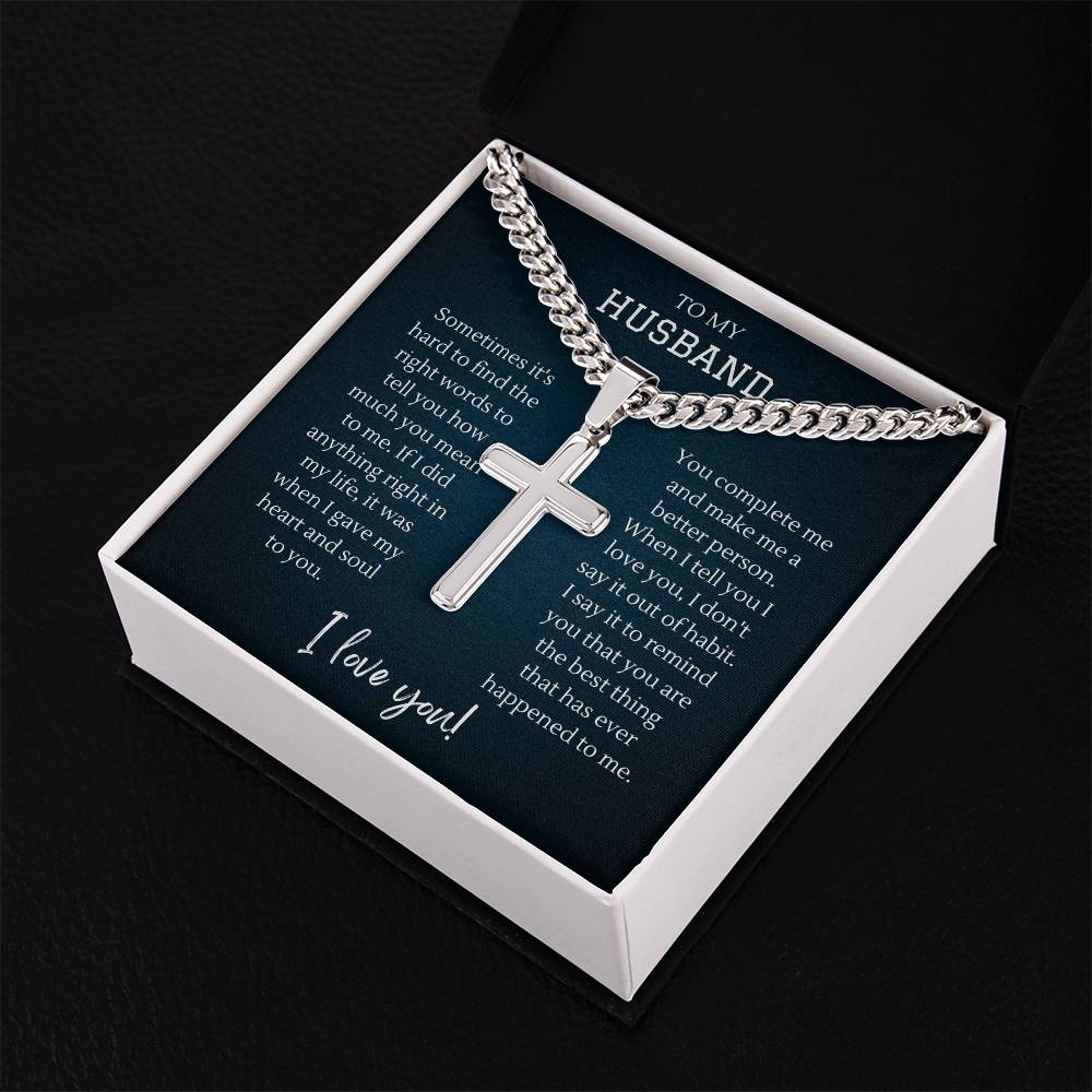 Chain with Personalized Cross Necklace, gift for husband for his birthday, Christmas, Anniversary,Valentines day