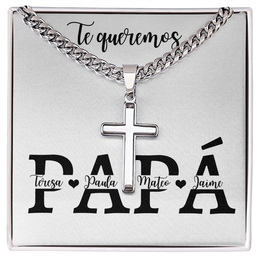 Cruz personalizado con cuban link chain, regalo para Papá, padre, en el día del padre, su cumpleaños