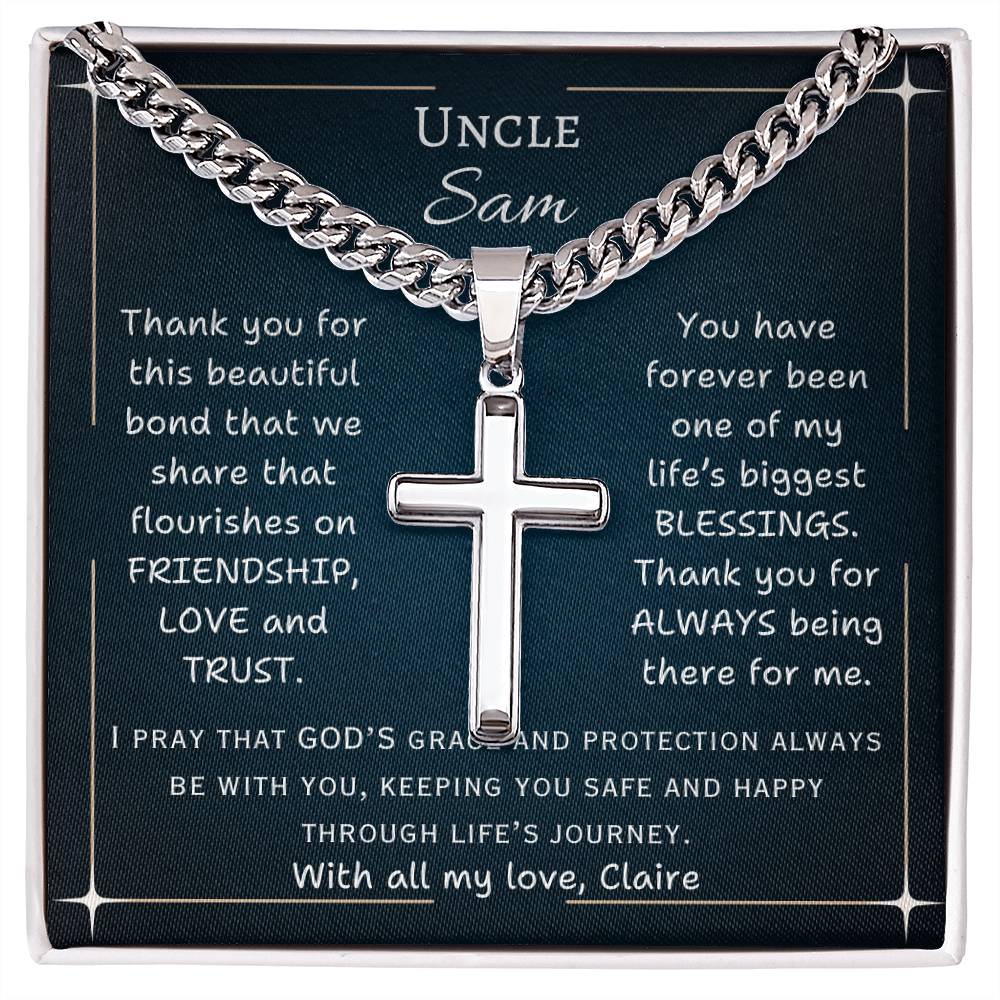 Chain with Personalized Cross Necklace, gift for Uncle, on his birthday or any other occasion.