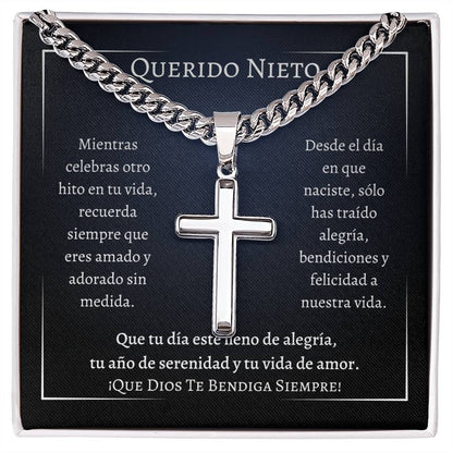 Chain with Personalized Cross Necklace, gift for grandson,  Regalo Para Nieto, Regalo de Navidad, Cumpleaños, Graduacíon