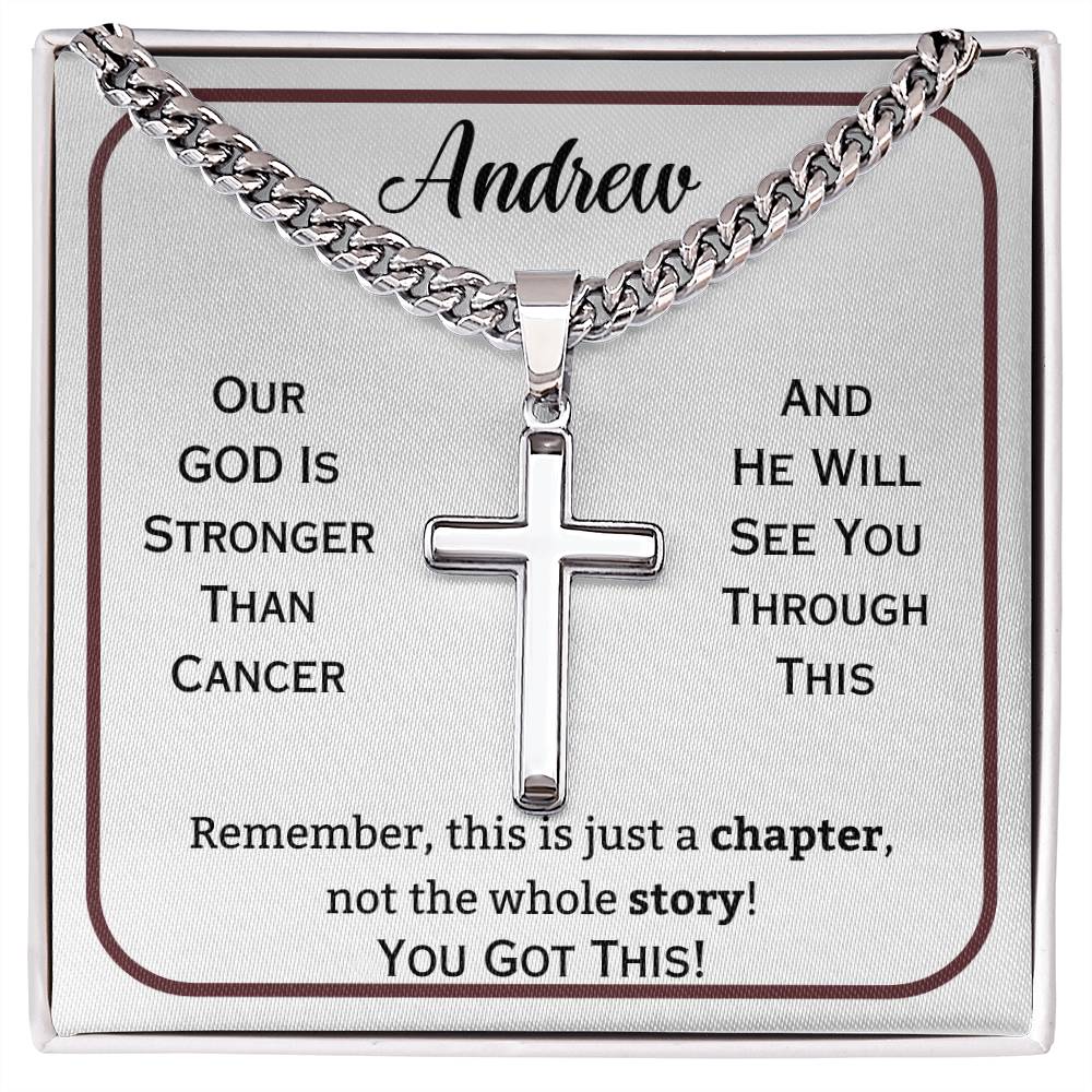 Chain with Personalized Cross Necklace, gift for Cancer Warrior