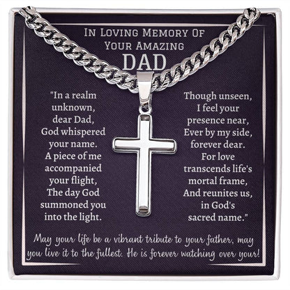 Chain with Personalized Cross Necklace, gift for him, in memory of his amazing Dad
