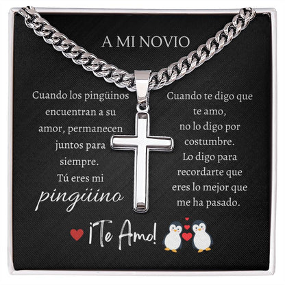 Chain collar con Cruz personalizado, regalo para el novio por su cumpleaños, Navidad, Aniversario, San Valentín