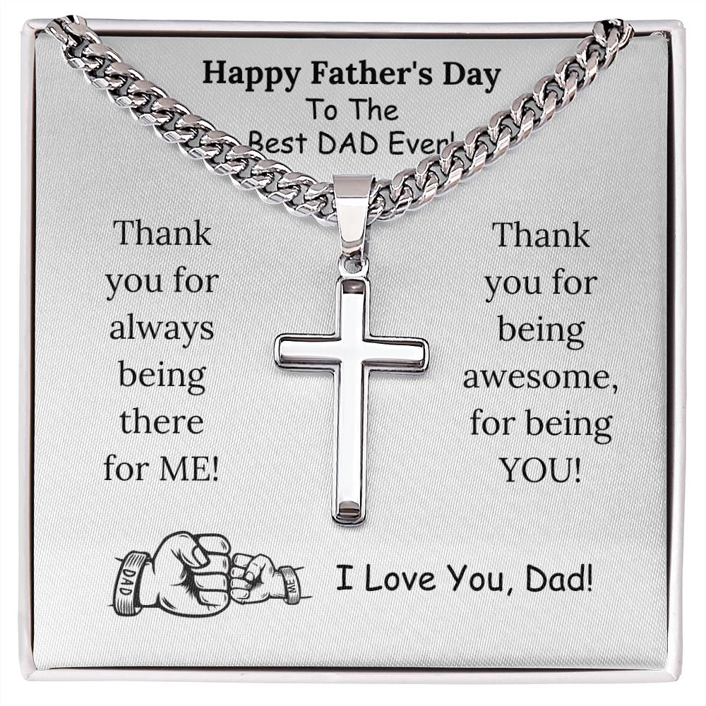 Chain with Personalized Cross Necklace, gift for Dad on Father's day