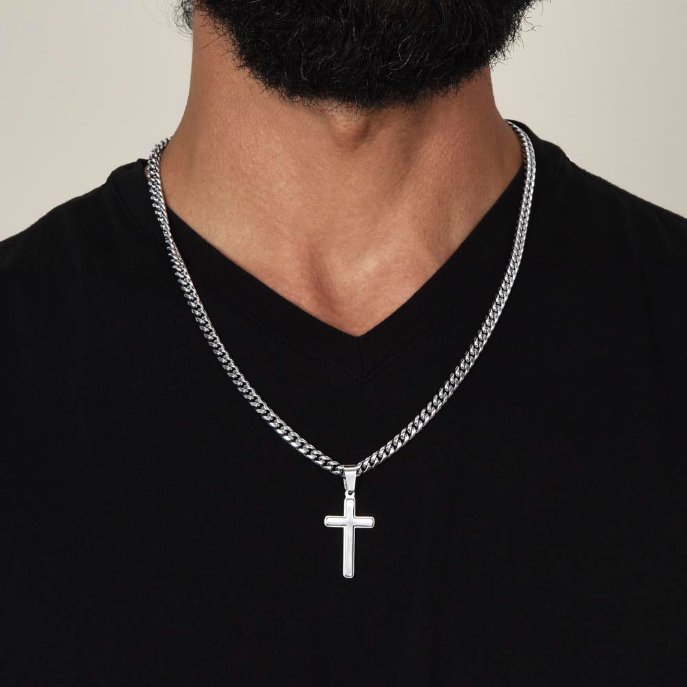 Chain with Personalized Cross Necklace, gift for Dad on Father's day