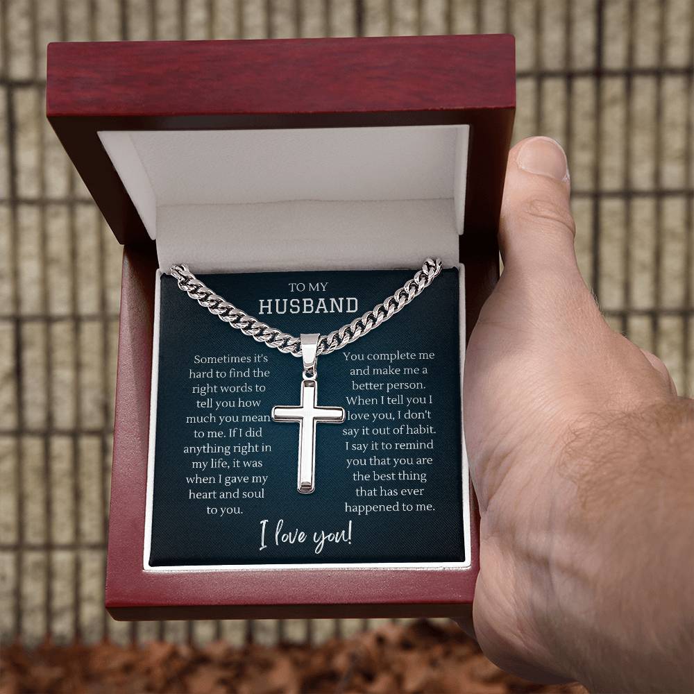 Chain with Personalized Cross Necklace, gift for husband for his birthday, Christmas, Anniversary,Valentines day
