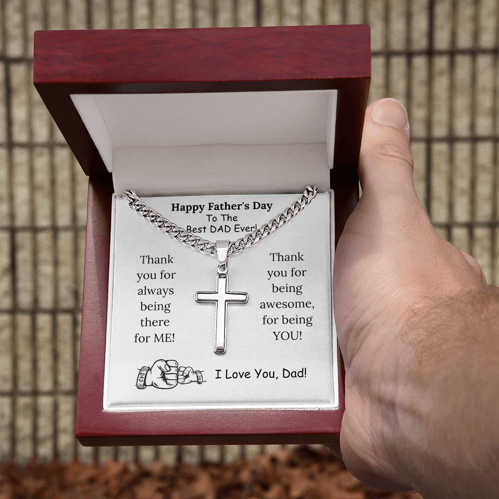 Chain with Personalized Cross Necklace, gift for Dad on Father's day