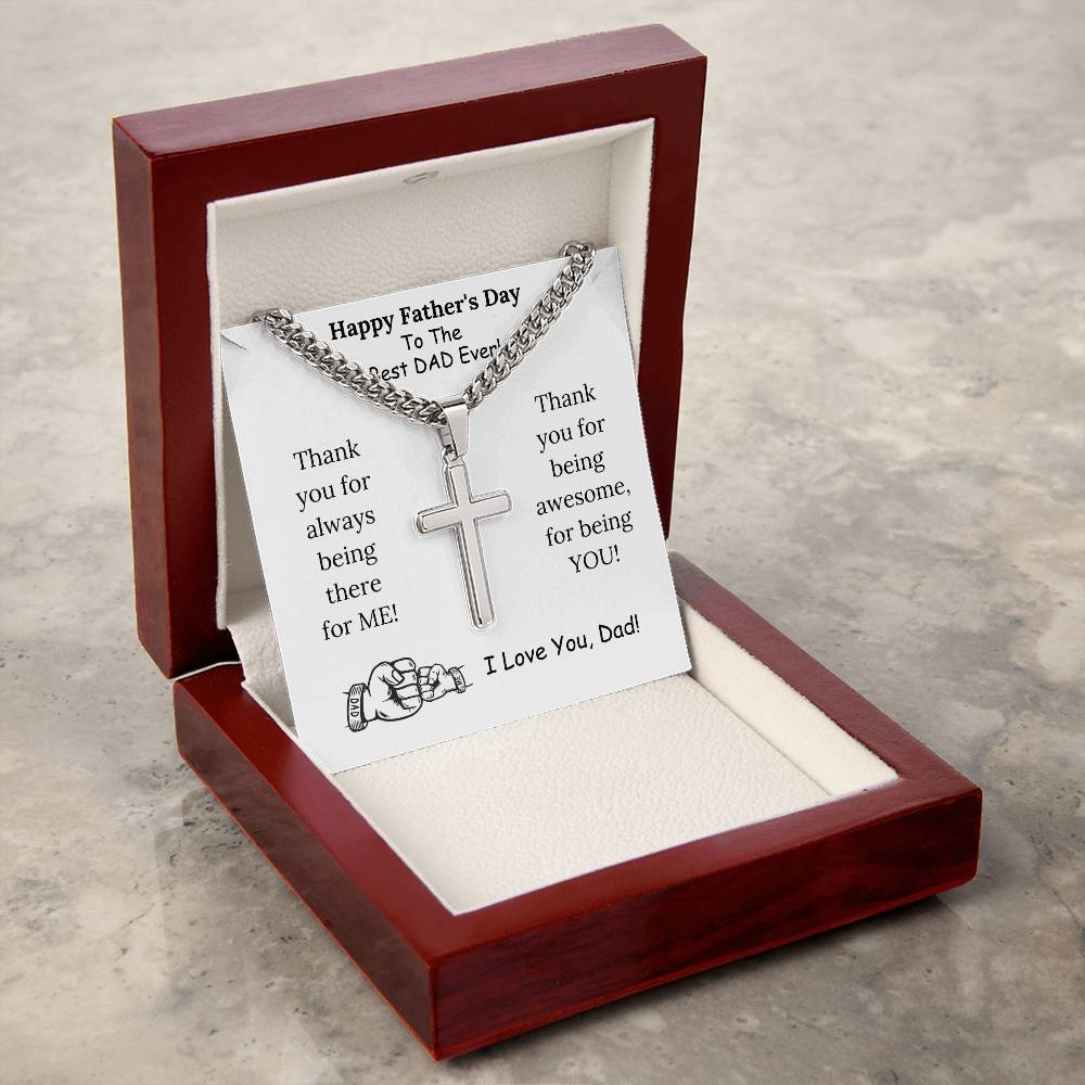 Chain with Personalized Cross Necklace, gift for Dad on Father's day