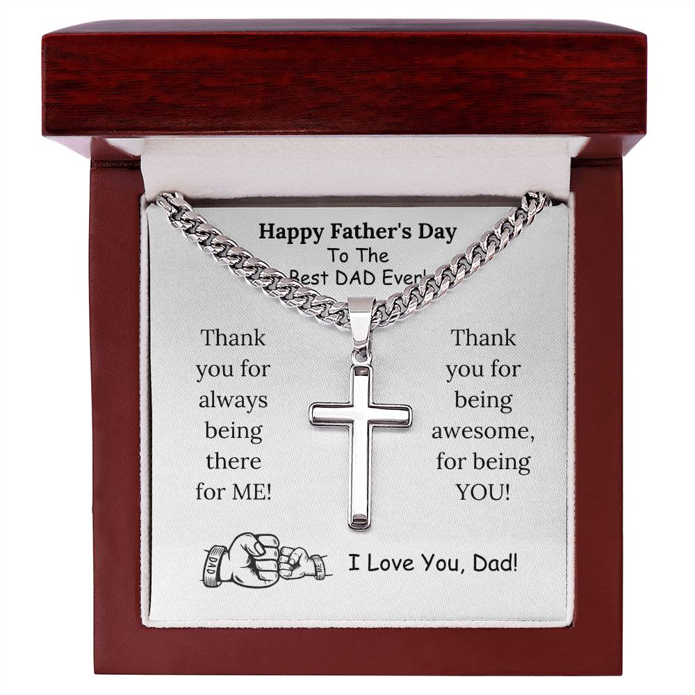 Chain with Personalized Cross Necklace, gift for Dad on Father's day