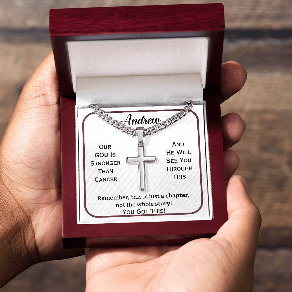 Chain with Personalized Cross Necklace, gift for Cancer Warrior