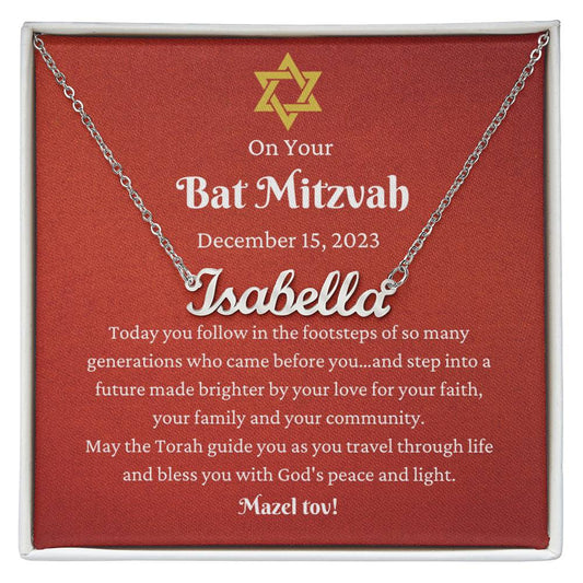 Personalized Name Necklace, Bat Mitzvah Gift Necklace for girl