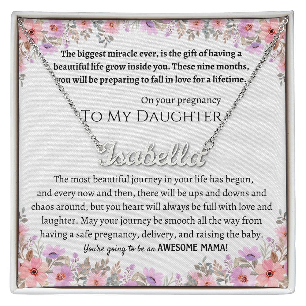 Personalized Name Necklace, gift for Daughter on her Baby Shower, Gift for Expecting Mom