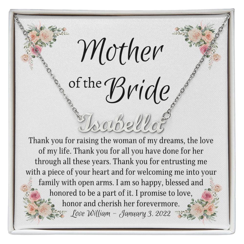 Personalized Name Necklace, gift for Mother of the Bride from Groom