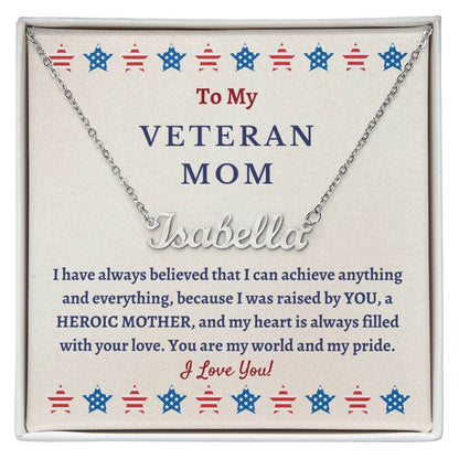 Personalized Name Necklace, gift for Veteran Mother on Veteran's Day, gift for Mom, Mum, Mommy