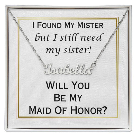 Personalized Name Necklace, gift for Maid of Honor from Bride, Maid Of Honor Proposal