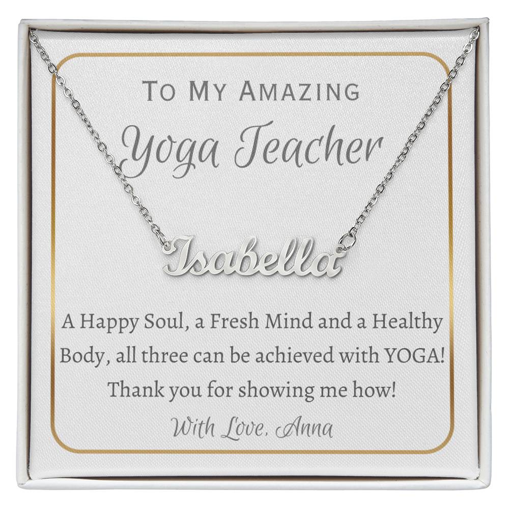 Personalized Name Necklace, gift for Yoga Teacher, International Yoga Day