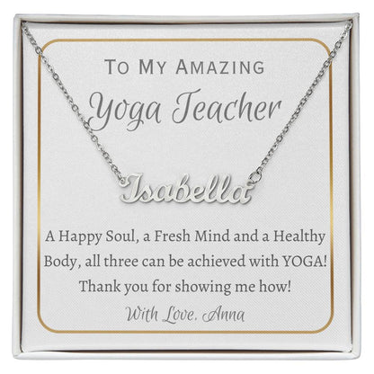 Personalized Name Necklace, gift for Yoga Teacher, International Yoga Day
